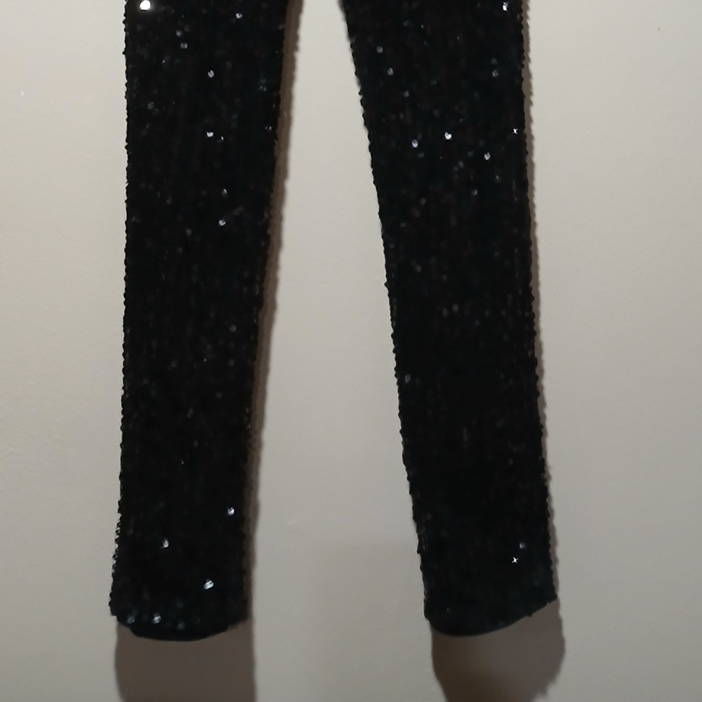 Final 10.00/ Forever 21 Black Sequin Women's Leggins Sz. XS Black . - Picture 4 of 5